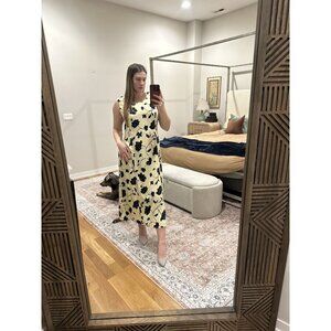 Studio 1 Yellow Floral Midi Maxi Dress Size 16 Navy Detail